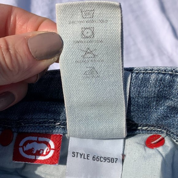 Eckored Denim‎ Riveted Capri Large Cuff Red Seem Jeans Distressed - Picture 11 of 15